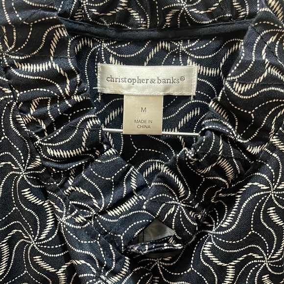 EUC Navy Blue 3/4 Sleeve Christopher & Banks Jacket Medium - Picture 2 of 4